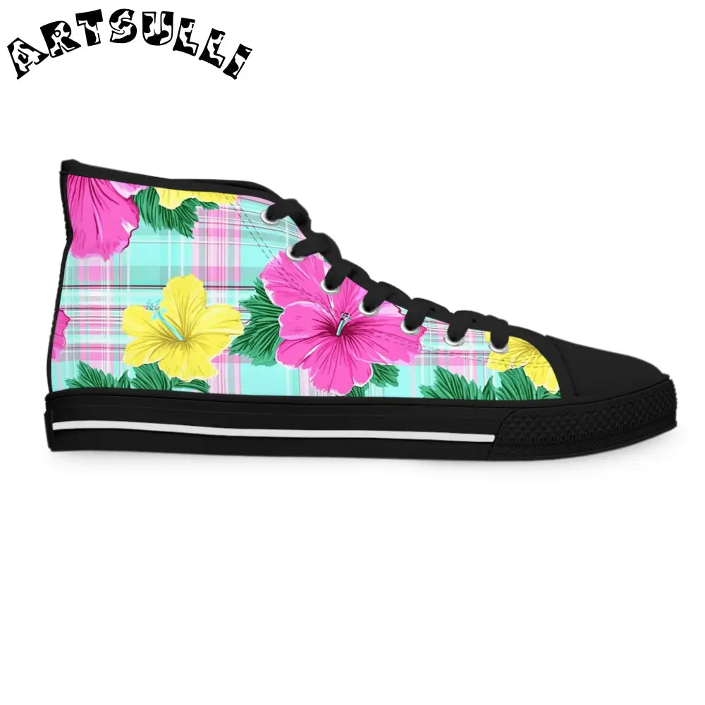 Floral Print High Top Sneakers, Artsulli - Art is Long, Life is Short, Shoes, , , , , , , 