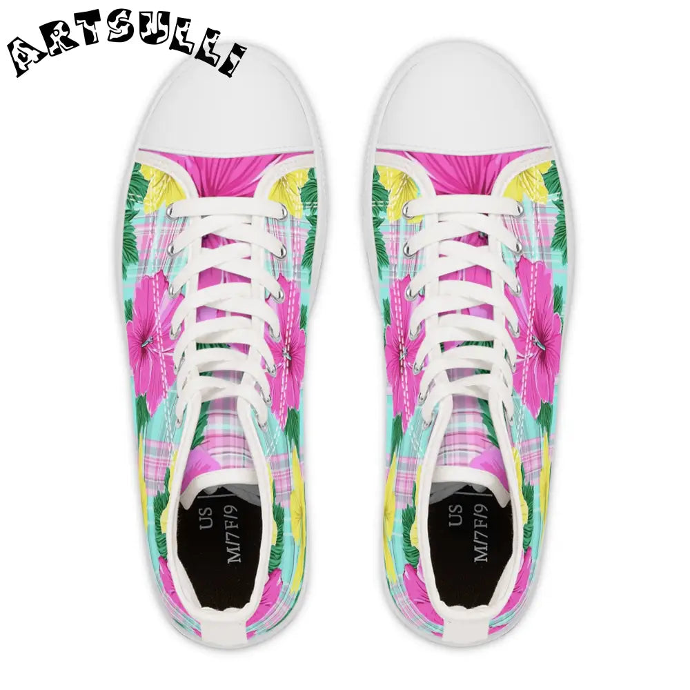 Floral Print High Top Sneakers, Artsulli - Art is Long, Life is Short, Shoes, , , , , , , 