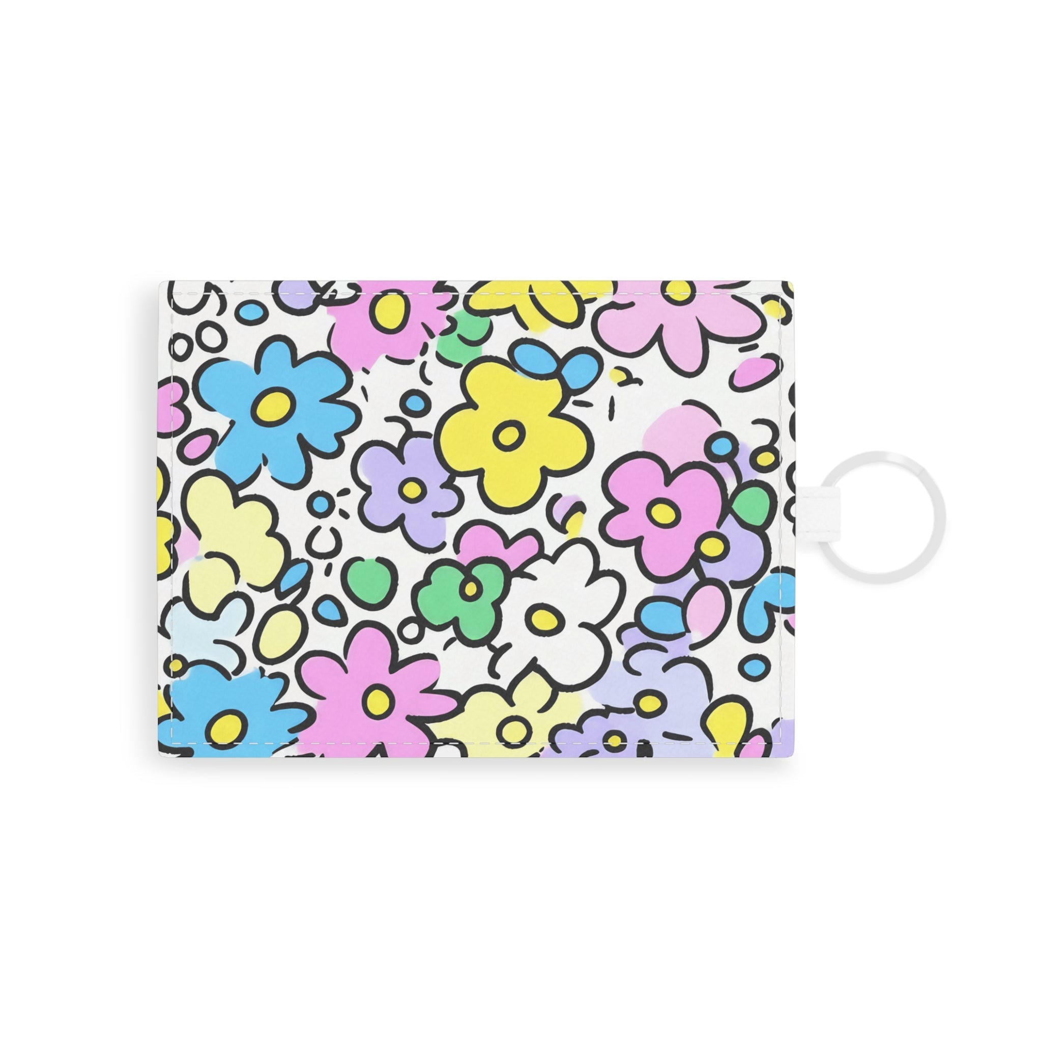 Floral Print Keychain Card Holder, Artsulli - Art is Long, Life is Short, Accessories, Size, One size, Color, White, , , 90820176651948204065