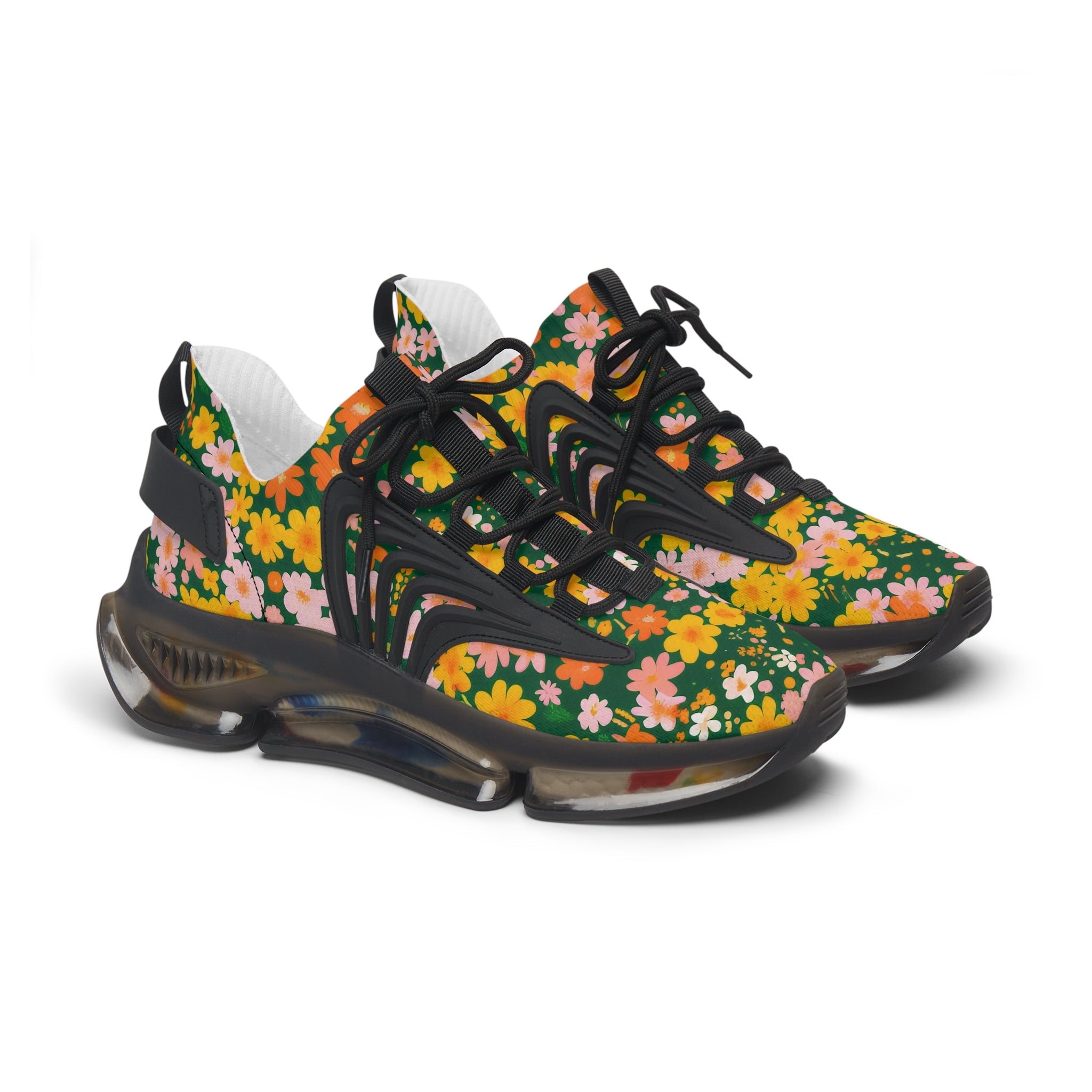 Floral Print Mesh Sneakers, Artsulli - Art is Long, Life is Short, Shoes, Color, Black sole, Size, US 5.5, , , 49856440814041129823