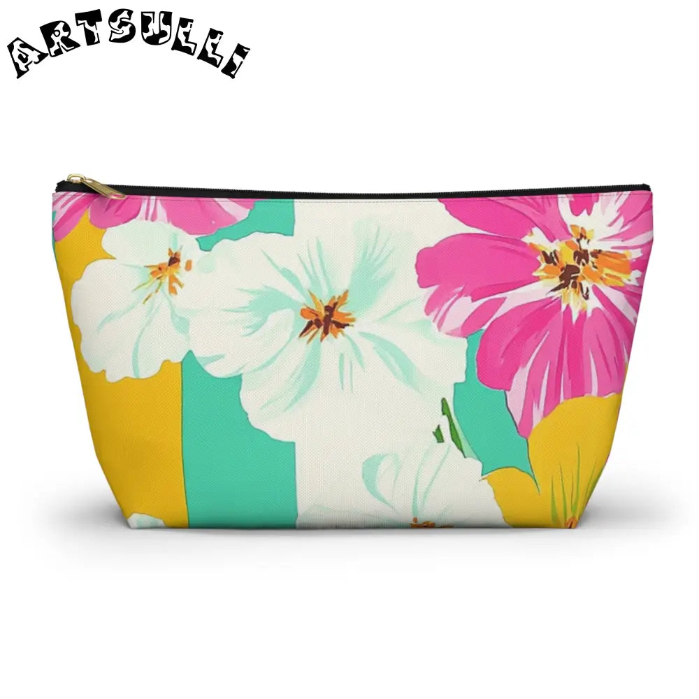 Floral Print Multipurpose Pouch, Artsulli - Art is Long, Life is Short, Bags, Size, Large, Color, Black zipper, , , 97299014394538559678