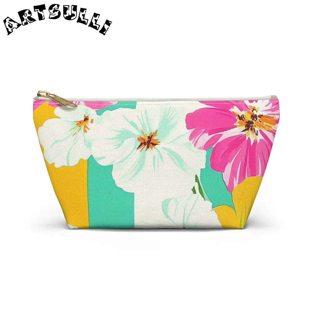 Floral Print Multipurpose Pouch, Artsulli - Art is Long, Life is Short, Bags, Size, Small, Color, White zipper, , , 24987921381240880391