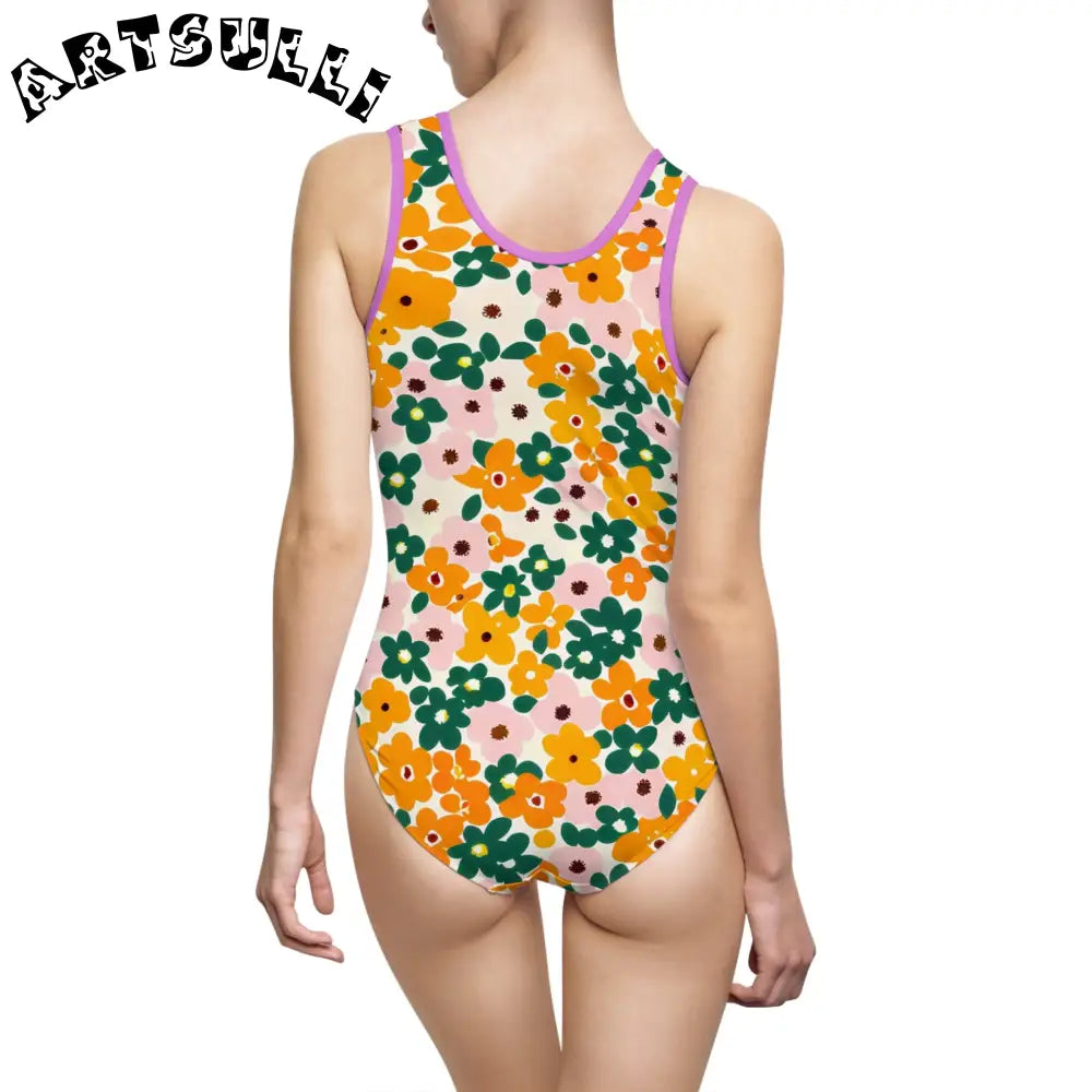 Floral Print One-Piece Swimsuit, Artsulli - Art is Long, Life is Short, All Over Prints, , , , , , , 