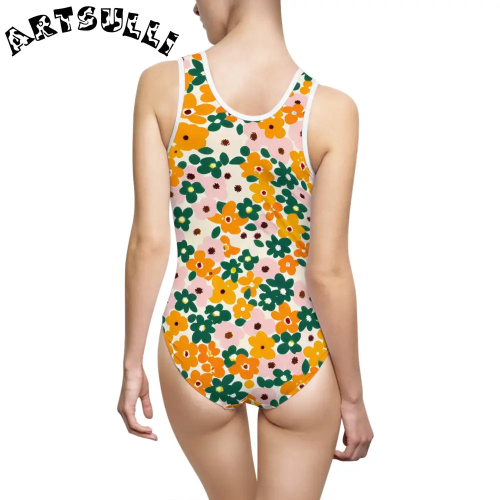 Floral Print One-Piece Swimsuit, Artsulli - Art is Long, Life is Short, All Over Prints, , , , , , , 