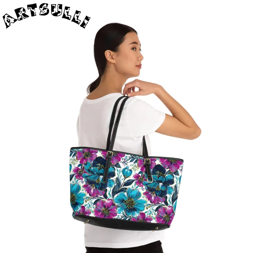Floral Print PU Leather Shoulder Bag, Artsulli - Art is Long, Life is Short, Bags, , , , , , , 