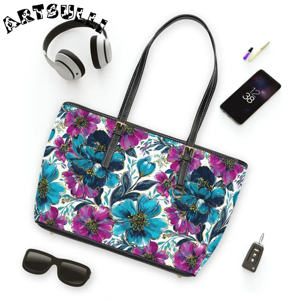 Floral Print PU Leather Shoulder Bag, Artsulli - Art is Long, Life is Short, Bags, , , , , , , 