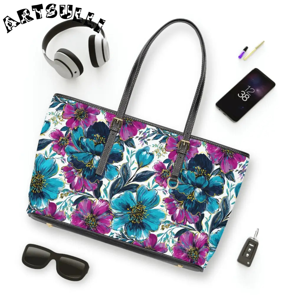 Floral Print PU Leather Shoulder Bag, Artsulli - Art is Long, Life is Short, Bags, , , , , , , 