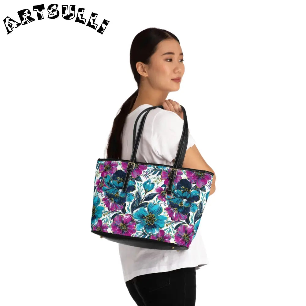 Floral Print PU Leather Shoulder Bag, Artsulli - Art is Long, Life is Short, Bags, , , , , , , 