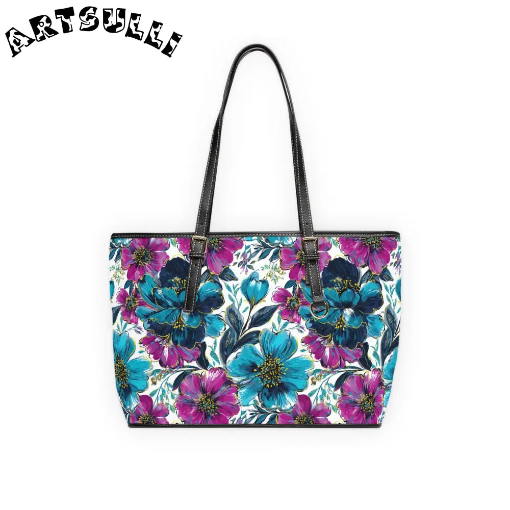 Floral Print PU Leather Shoulder Bag, Artsulli - Art is Long, Life is Short, Bags, Size, 16" x 10", Color, Black, , , 20202236283569750536