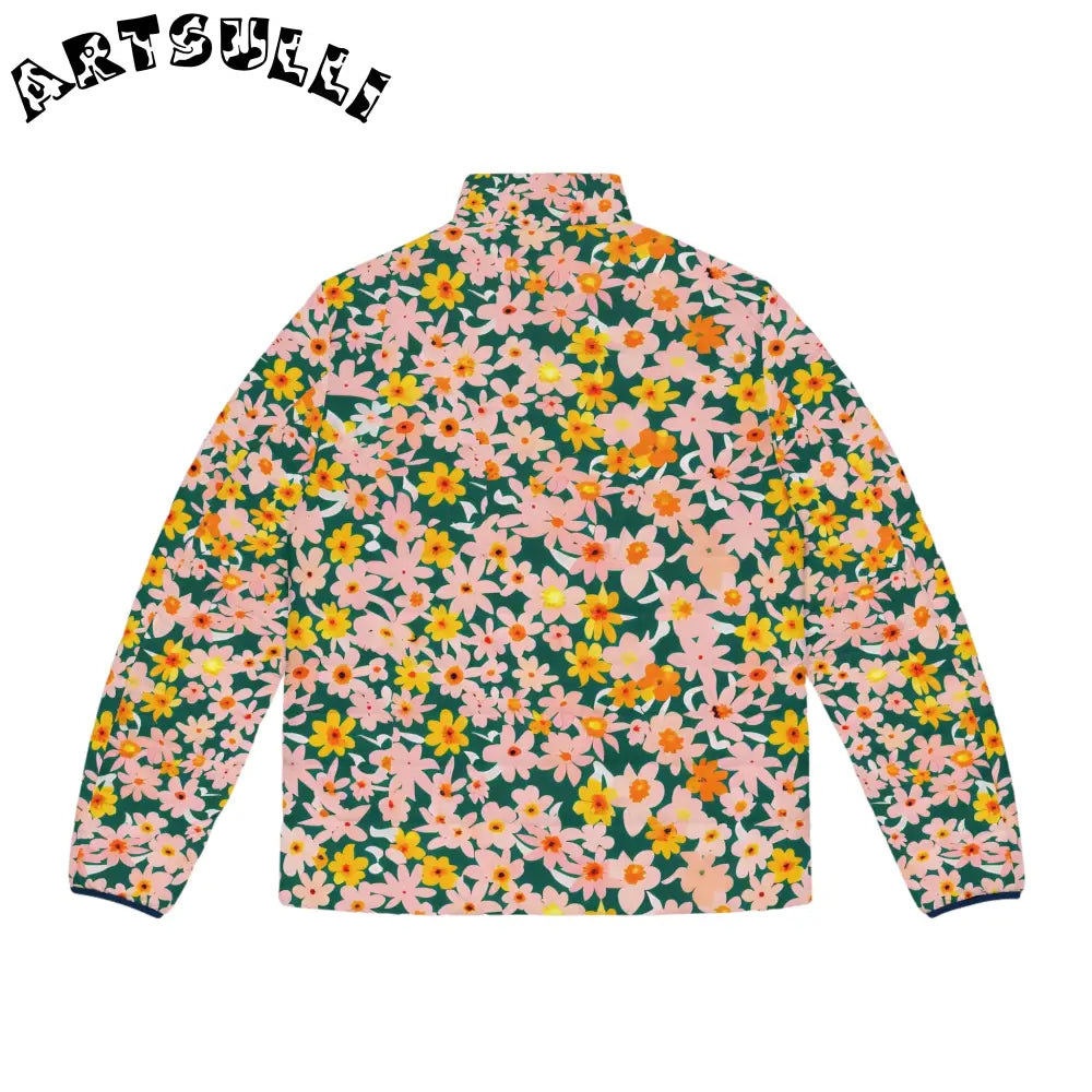 Floral Print Puffer Jacket, Artsulli - Art is Long, Life is Short, All Over Prints, , , , , , , 