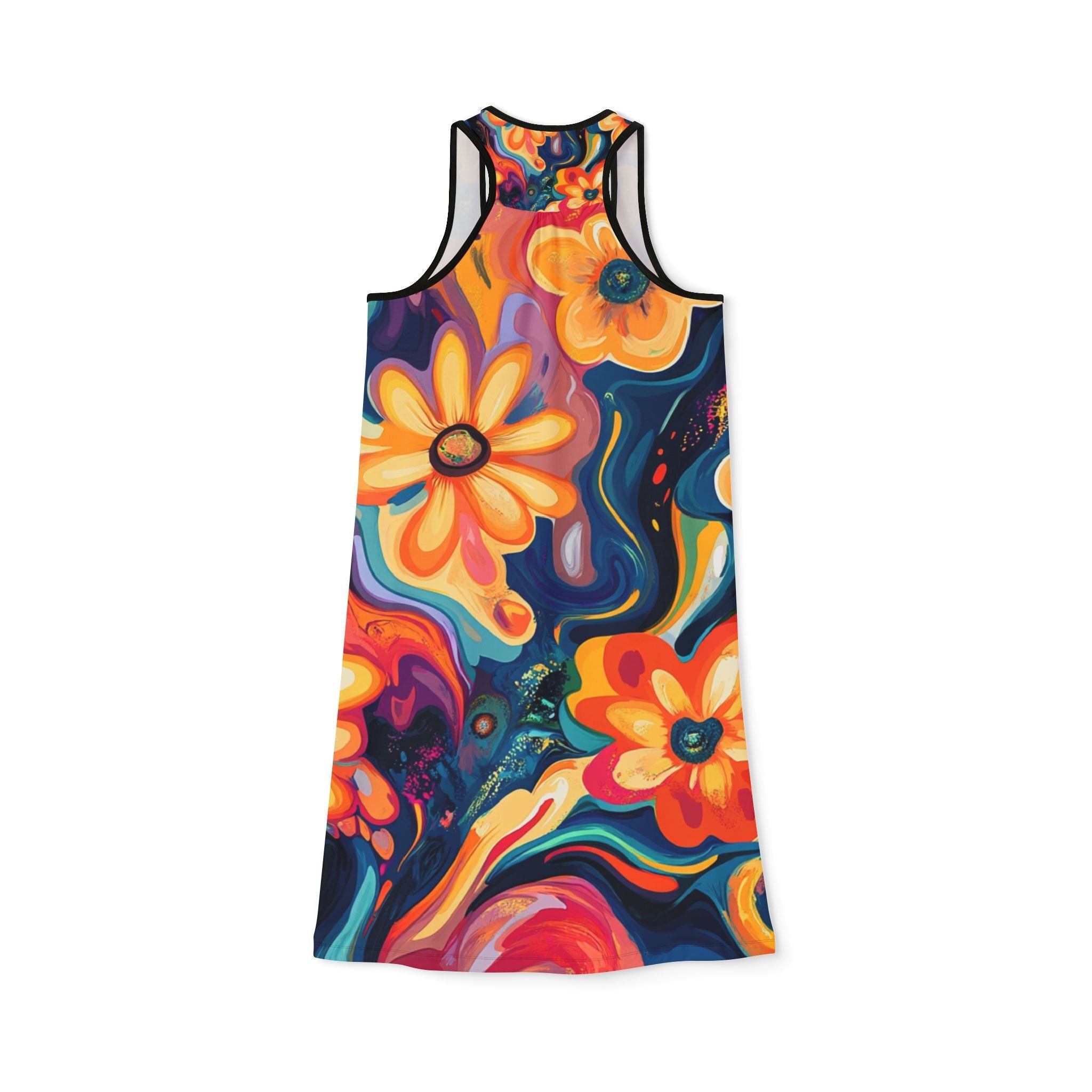 Floral Print Scoop Neck Tank Dress, Artsulli - Art is Long, Life is Short, Tank Top, , , , , , , 
