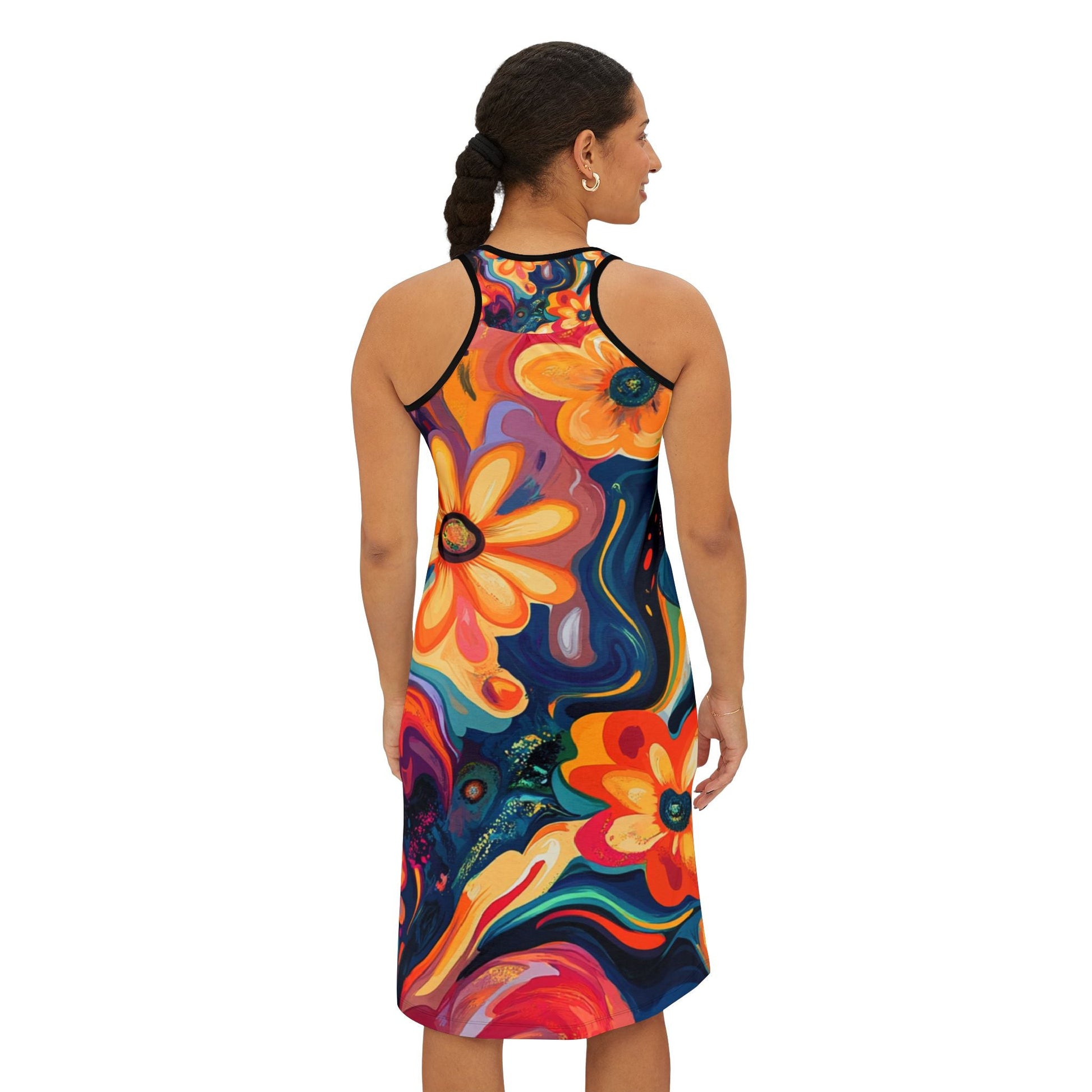 Floral Print Scoop Neck Tank Dress, Artsulli - Art is Long, Life is Short, Tank Top, , , , , , , 