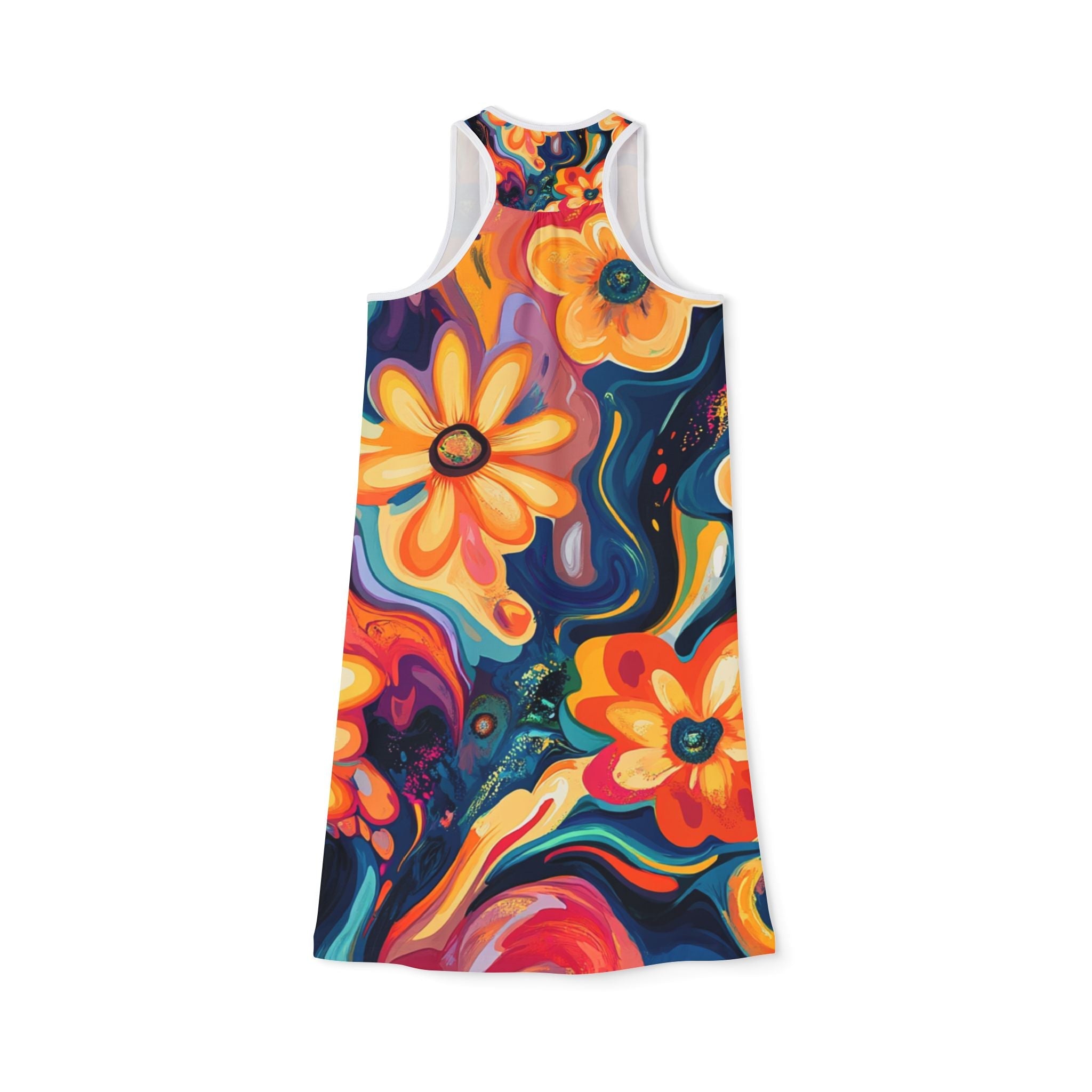 Floral Print Scoop Neck Tank Dress, Artsulli - Art is Long, Life is Short, Tank Top, , , , , , , 