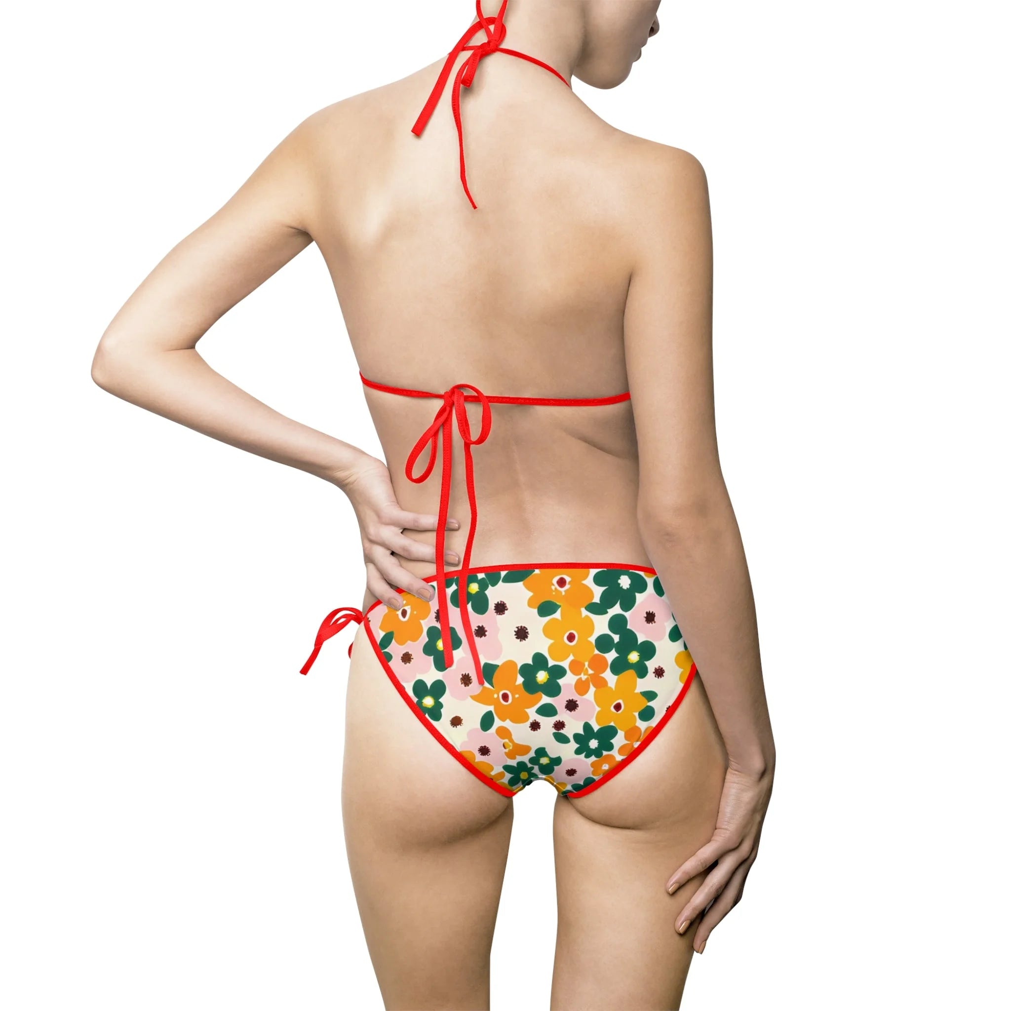 JAKKOUTTHEBXX Floral Print String Bikini Swimsuit 2025
