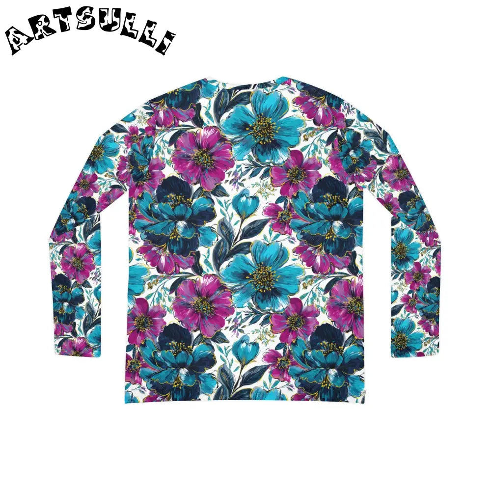 Floral Print V-Neck Long Sleeve Top, Artsulli - Art is Long, Life is Short, All Over Prints, , , , , , , 
