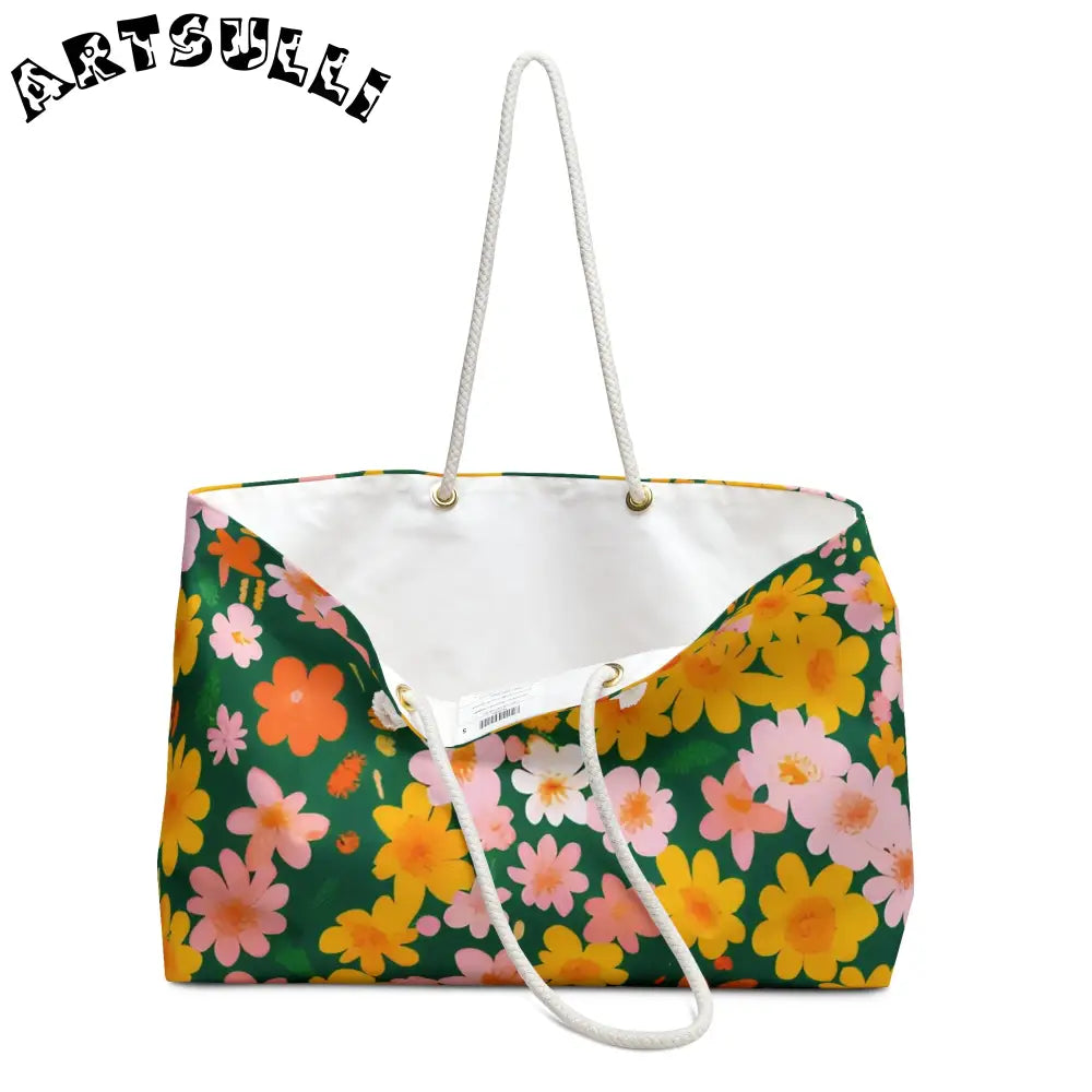 Floral Print Weekender Tote, Artsulli - Art is Long, Life is Short, Bags, , , , , , , 