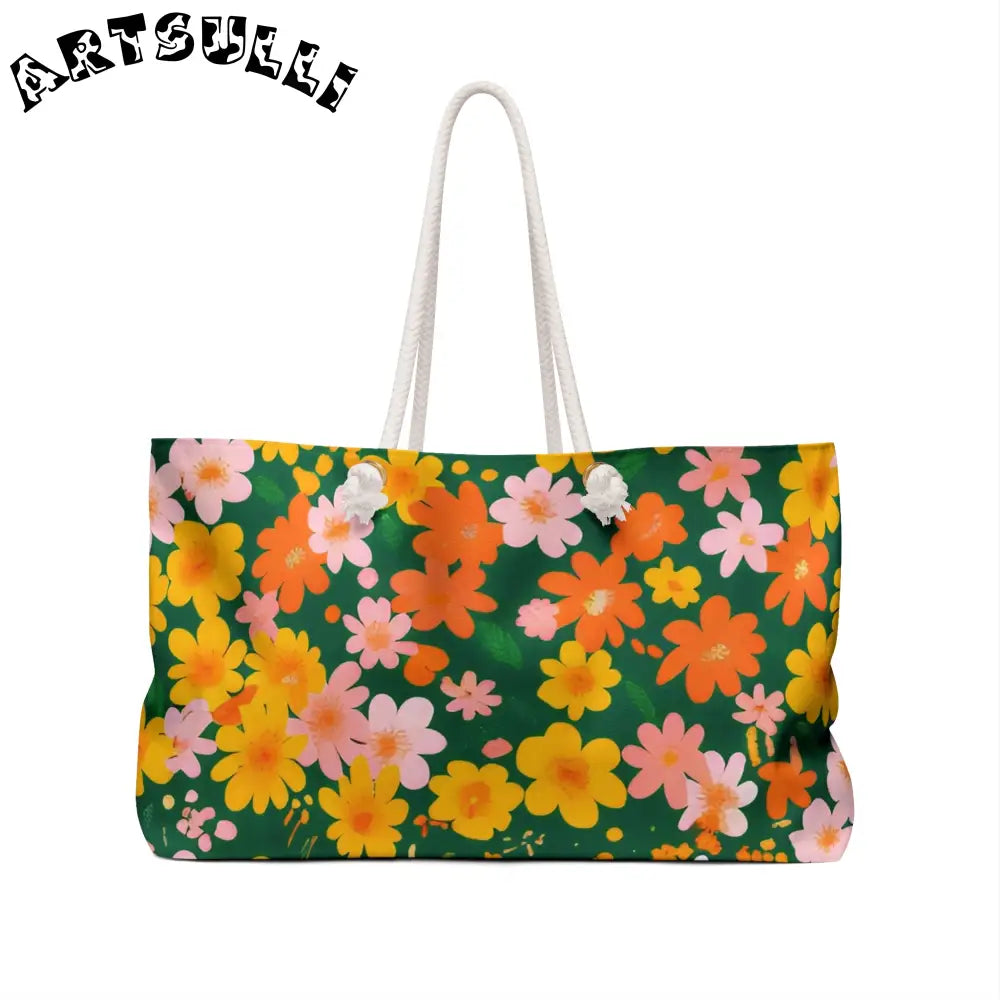 Floral Print Weekender Tote, Artsulli - Art is Long, Life is Short, Bags, , , , , , , 