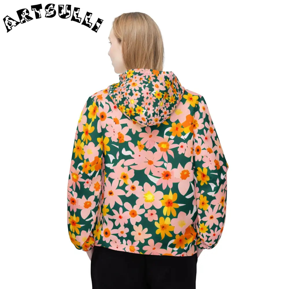 Floral Print Windbreaker Jacket, Artsulli - Art is Long, Life is Short, Outerwear, , , , , , , 