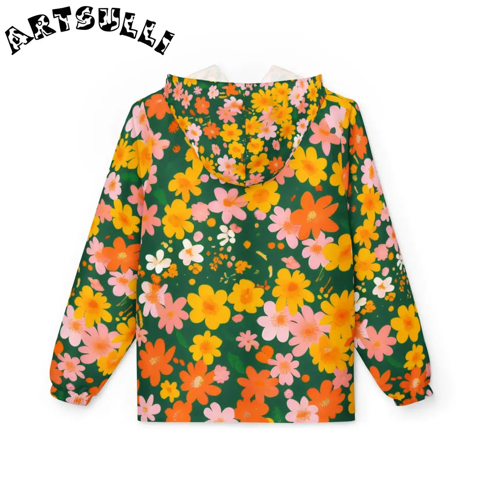 Floral Print Windbreaker Jacket, Artsulli - Art is Long, Life is Short, Outerwear, , , , , , , 
