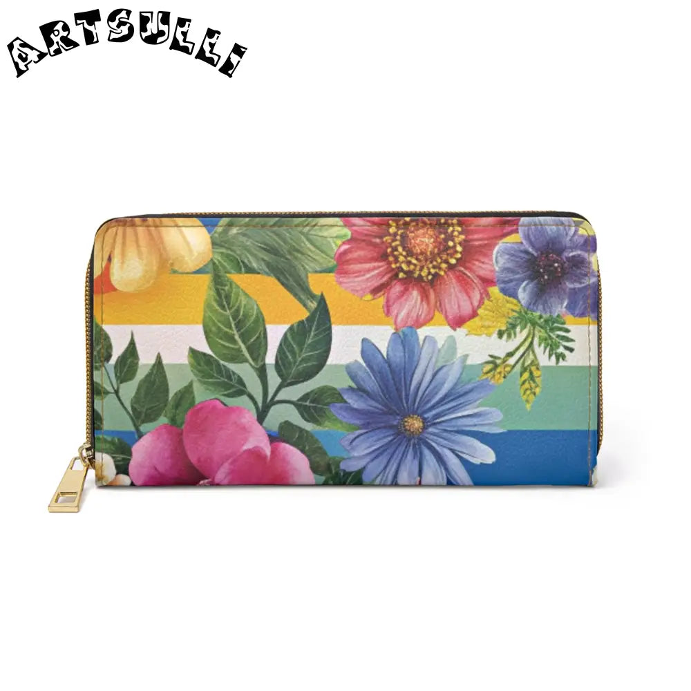 Floral Print Zip-Around Wallet, Artsulli - Art is Long, Life is Short, Accessories, Size, One size, Color, White, , , 32191412119840506347