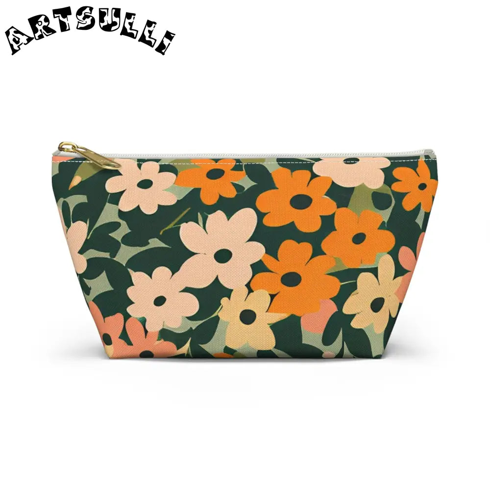 Floral Print Zippered Pouch, Artsulli - Art is Long, Life is Short, Bags, Size, Small, Color, White zipper, , , 19103600005390855379