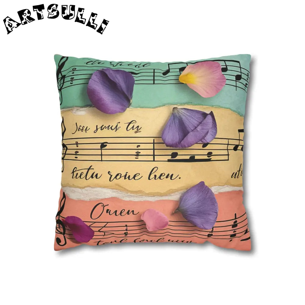 Floral Sheet Music Pillow, Artsulli - Art is Long, Life is Short, Home Decor, Size, 14" × 14", , , , , 18618352913316065096