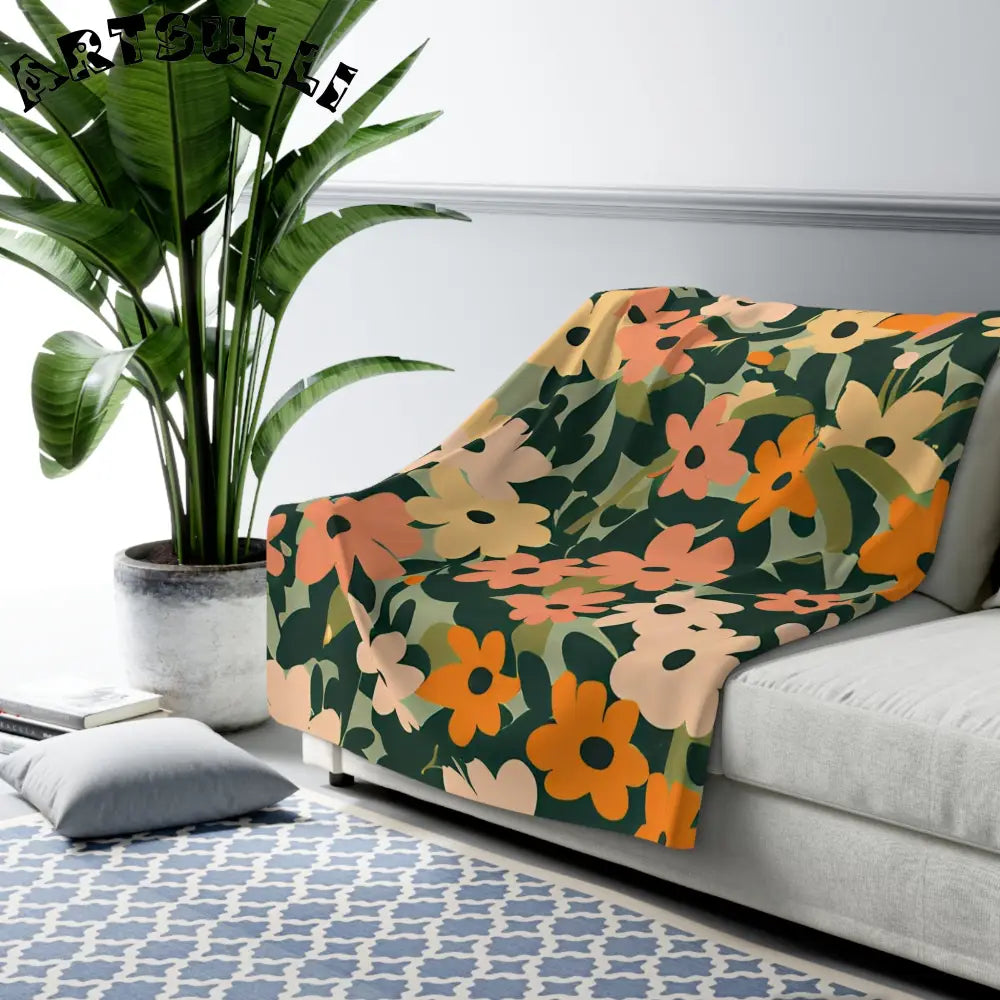 Floral Sherpa Fleece Blanket, Artsulli - Art is Long, Life is Short, Home Decor, , , , , , , 
