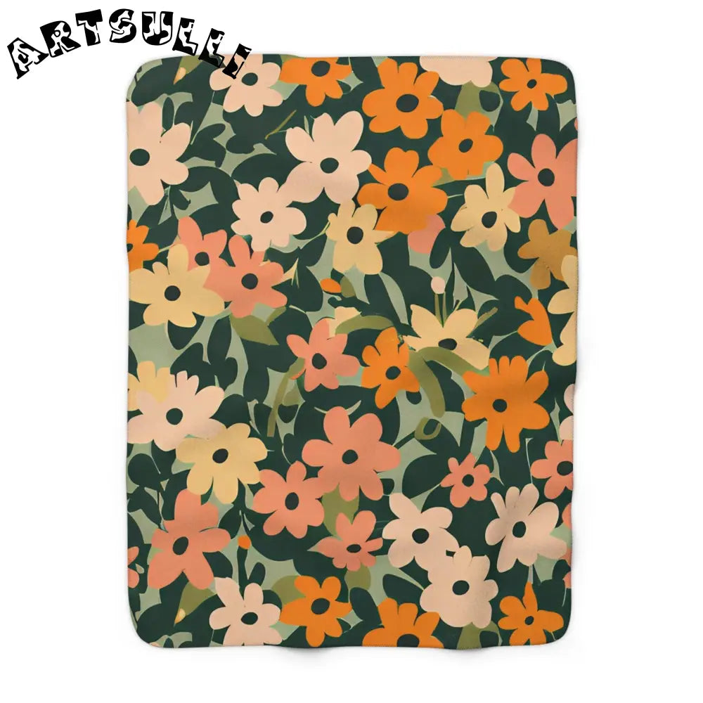 Floral Sherpa Fleece Blanket, Artsulli - Art is Long, Life is Short, Home Decor, Size, 50" × 60", , , , , 32447419832217257368