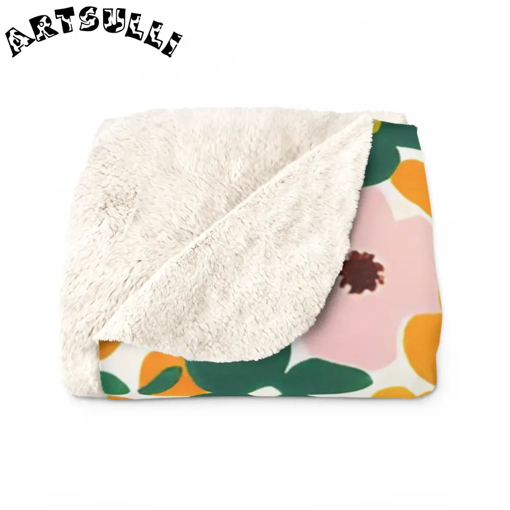 Floral Sherpa Fleece Blanket, Artsulli - Art is Long, Life is Short, Home Decor, , , , , , , 