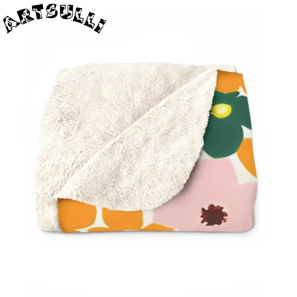 Floral Sherpa Fleece Blanket, Artsulli - Art is Long, Life is Short, Home Decor, , , , , , , 