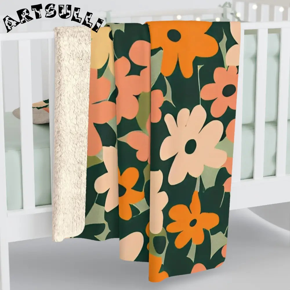 Floral Sherpa Fleece Blanket, Artsulli - Art is Long, Life is Short, Home Decor, , , , , , , 