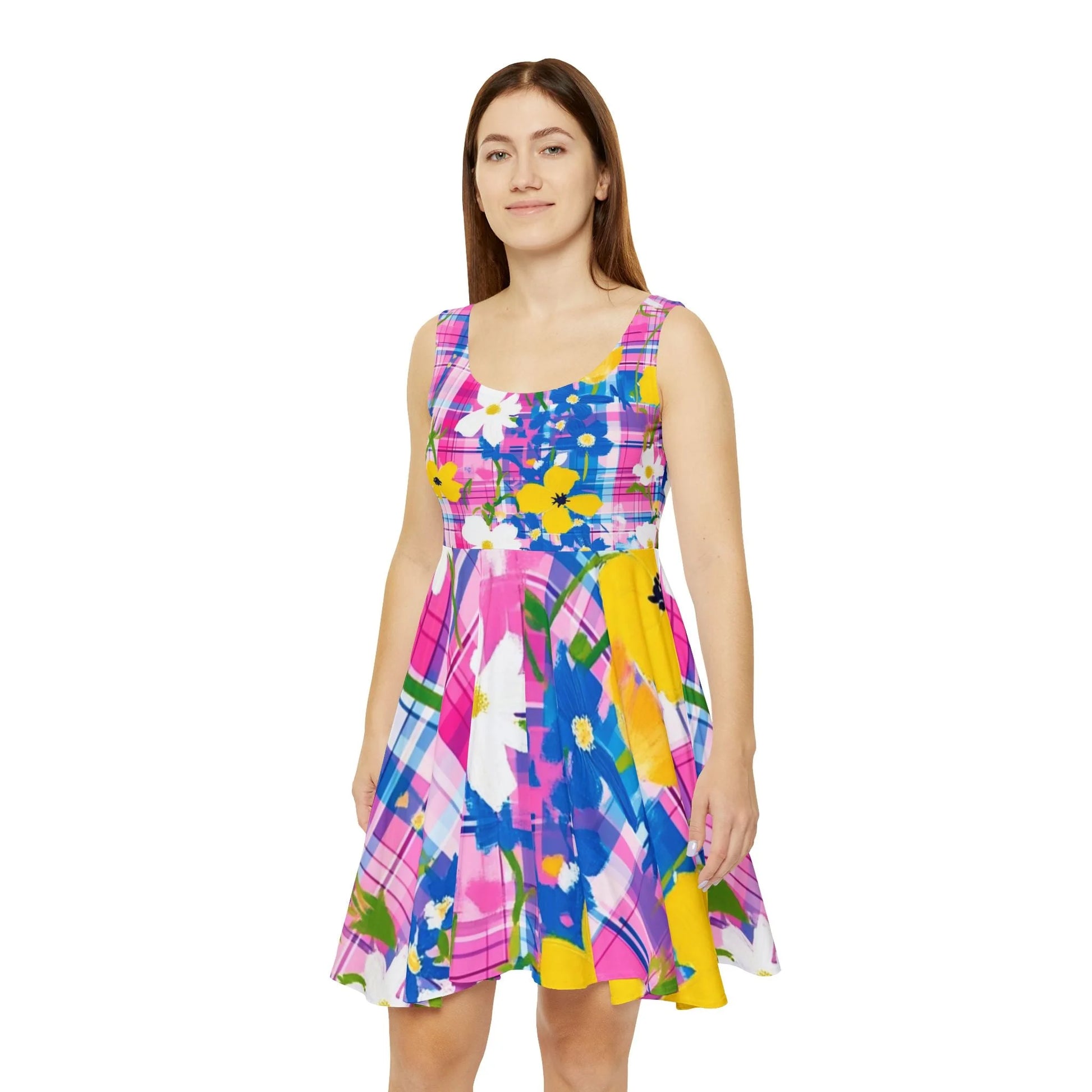 Floral Skater Dress Brings Unmatched Flair, Artsulli - Art is Long, Life is Short, All Over Prints, , , , , , , 