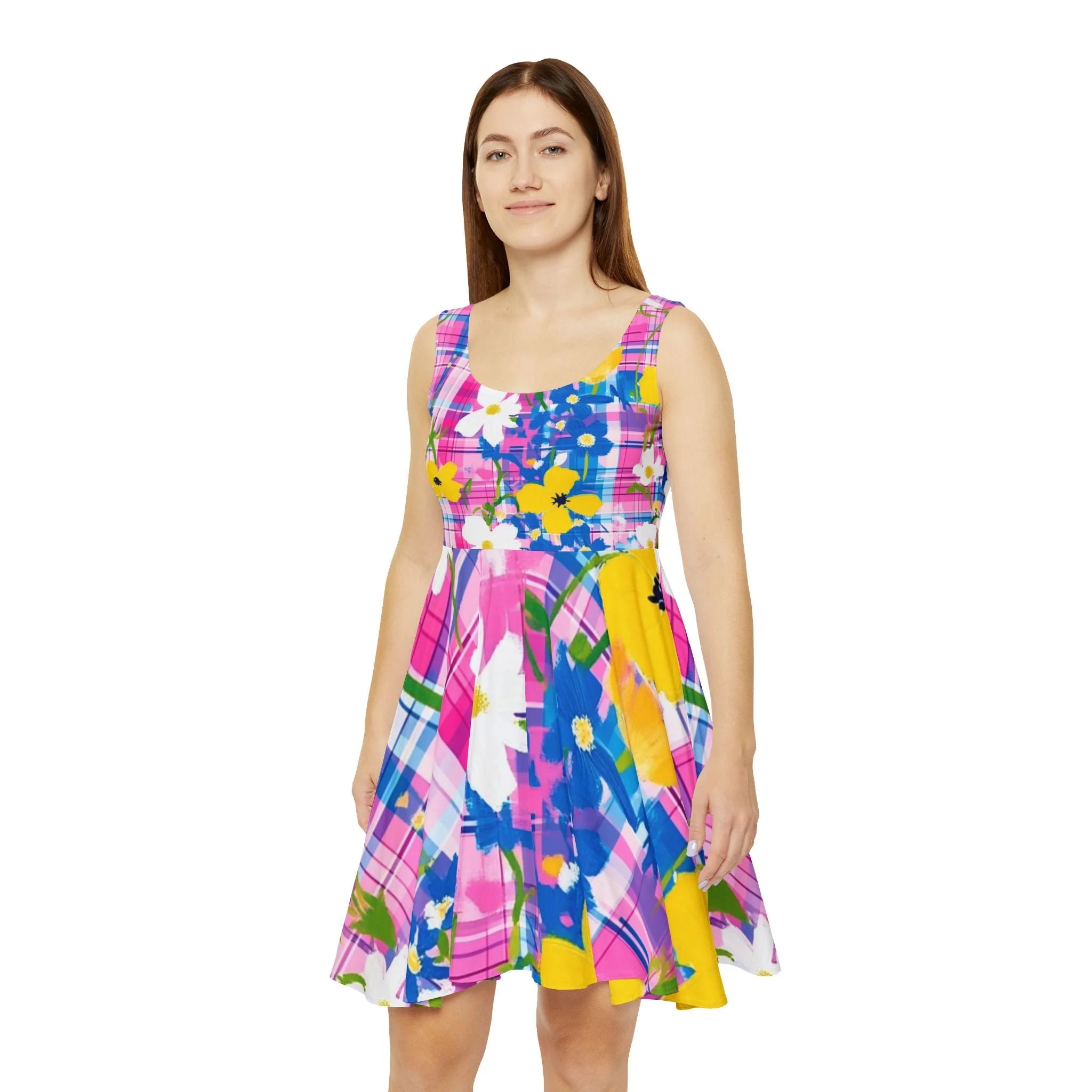 Floral Skater Dress Brings Unmatched Flair, Artsulli - Art is Long, Life is Short, All Over Prints, , , , , , , 