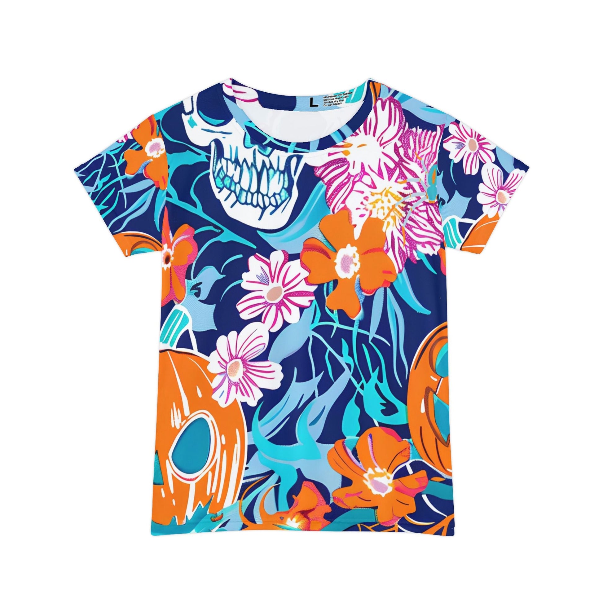 Floral Skull All Over Print T-Shirt, Artsulli - Art is Long, Life is Short, All Over Prints, Size, XS, , , , , 94679216814782836973