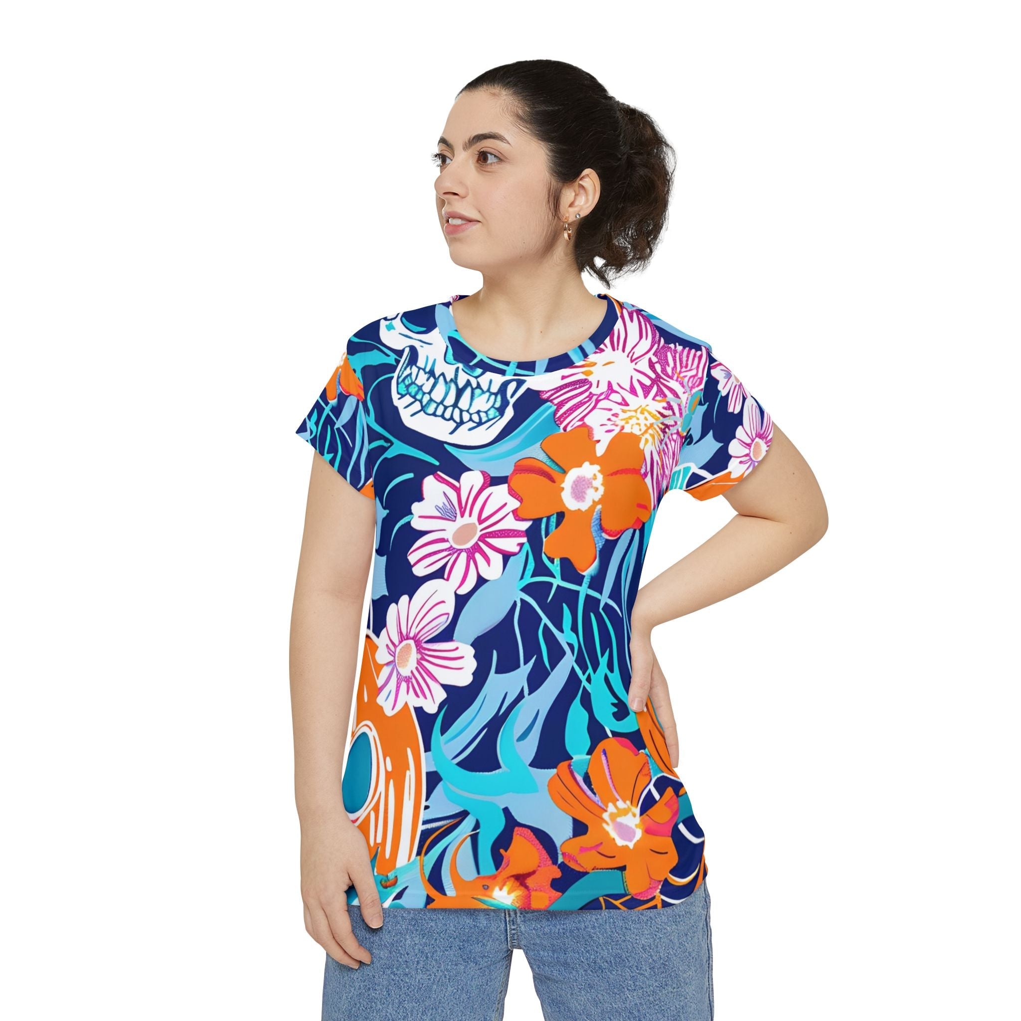 Floral Skull All Over Print T-Shirt, Artsulli - Art is Long, Life is Short, All Over Prints, , , , , , , 