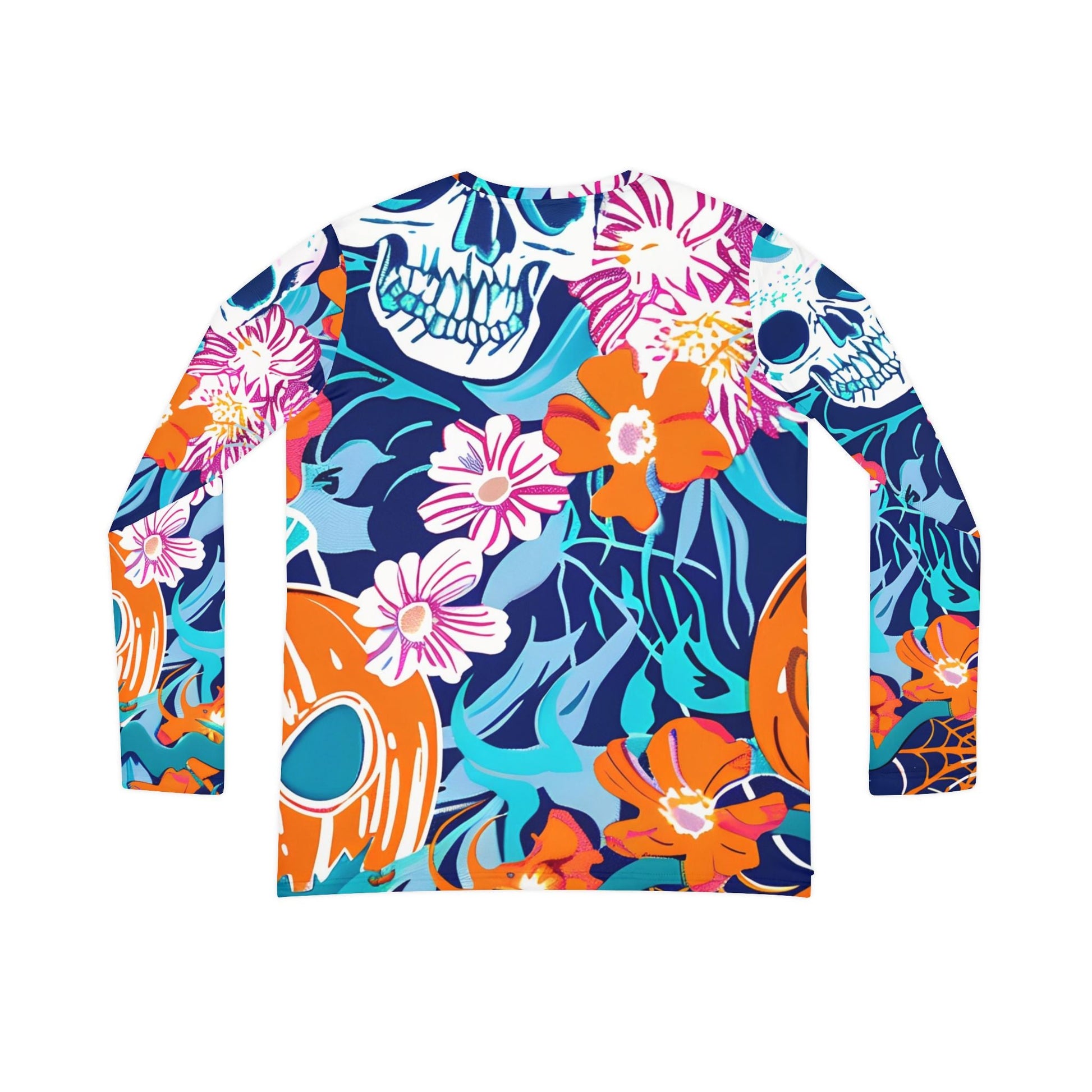 Floral Skull V-Neck Long Sleeve Shirt, Artsulli - Art is Long, Life is Short, All Over Prints, , , , , , , 