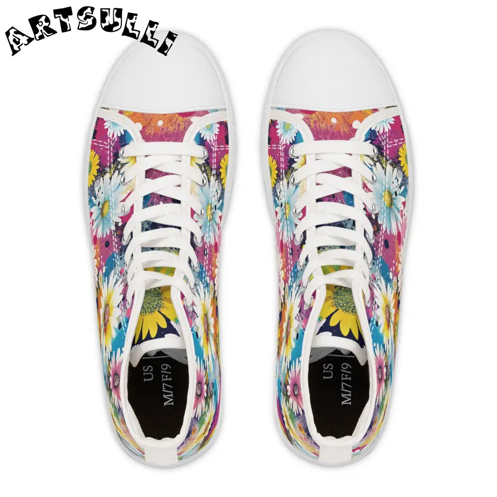 Floral Splatter Womens High Top Breathable Polyester Canvas Sneakers, Artsulli - Art is Long, Life is Short, Shoes, , , , , , , 