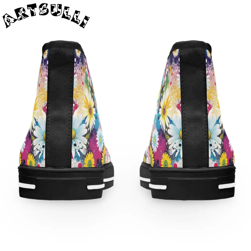 Floral Splatter Womens High Top Breathable Polyester Canvas Sneakers, Artsulli - Art is Long, Life is Short, Shoes, , , , , , , 