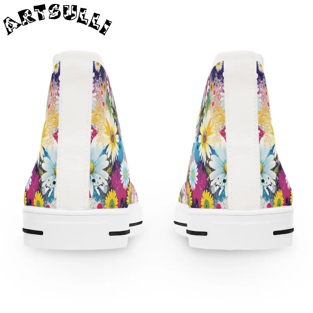 Floral Splatter Womens High Top Breathable Polyester Canvas Sneakers, Artsulli - Art is Long, Life is Short, Shoes, , , , , , , 