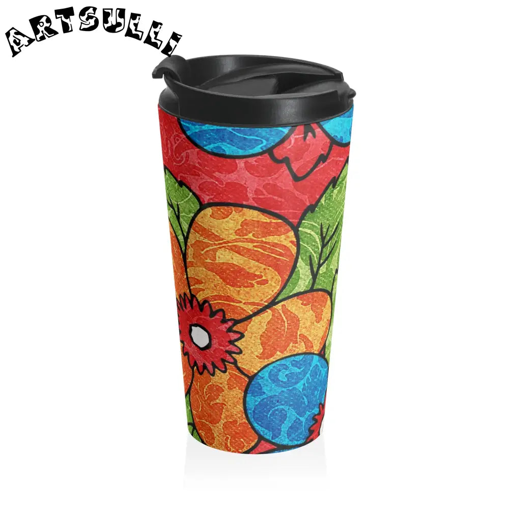 Floral Stainless Steel Mug for Busy Everyday Life, Artsulli - Art is Long, Life is Short, Mug, , , , , , , 