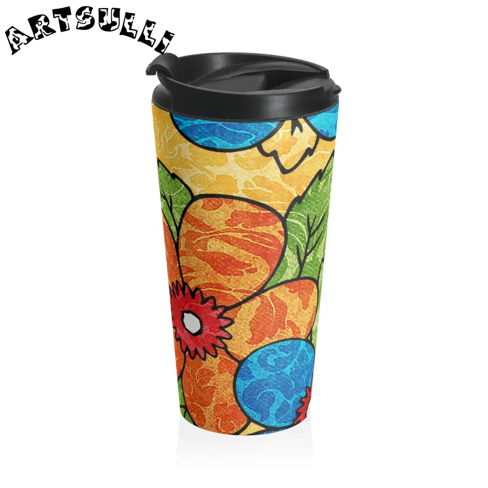 Floral Stainless Steel Mug for Busy Everyday Life, Artsulli - Art is Long, Life is Short, Mug, , , , , , , 