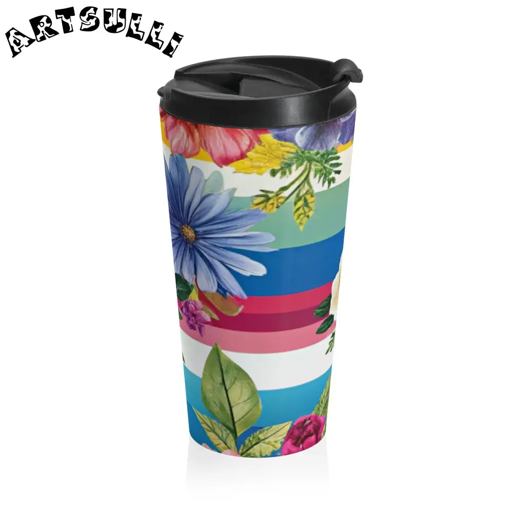 Floral Stainless Steel Travel Mug, Artsulli - Art is Long, Life is Short, Mug, , , , , , , 