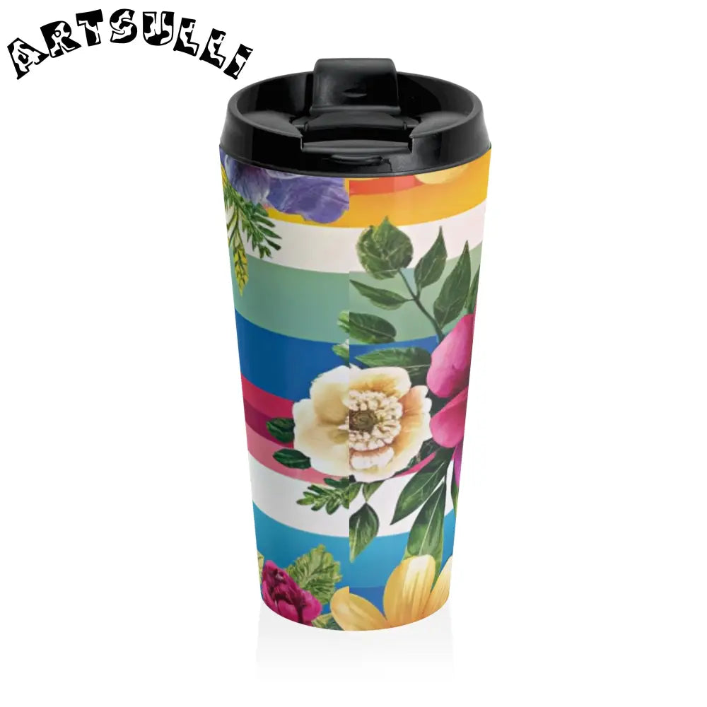 Floral Stainless Steel Travel Mug, Artsulli - Art is Long, Life is Short, Mug, , , , , , , 