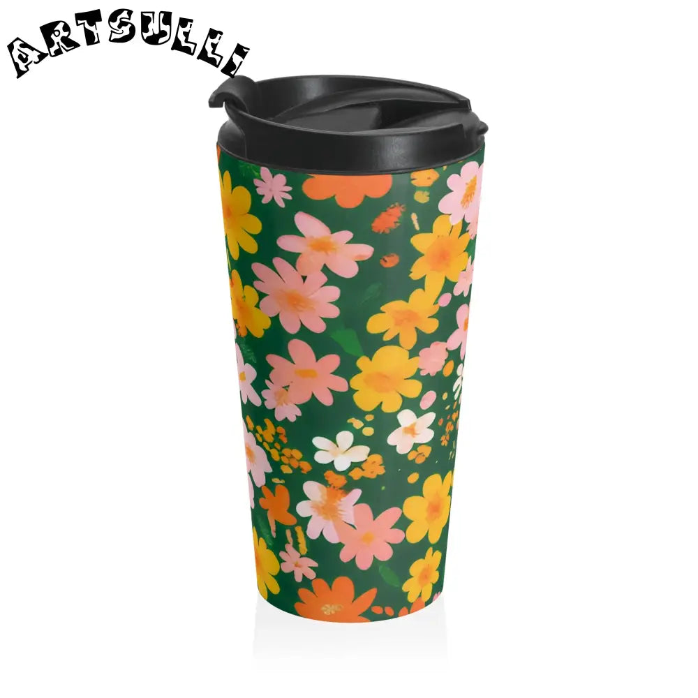 Floral Stainless Steel Travel Mug, Artsulli - Art is Long, Life is Short, Mug, , , , , , , 