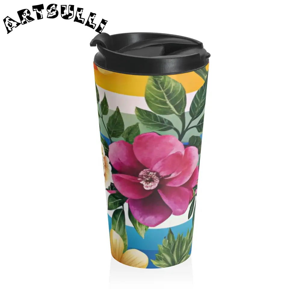 Floral Stainless Steel Travel Mug, Artsulli - Art is Long, Life is Short, Mug, , , , , , , 