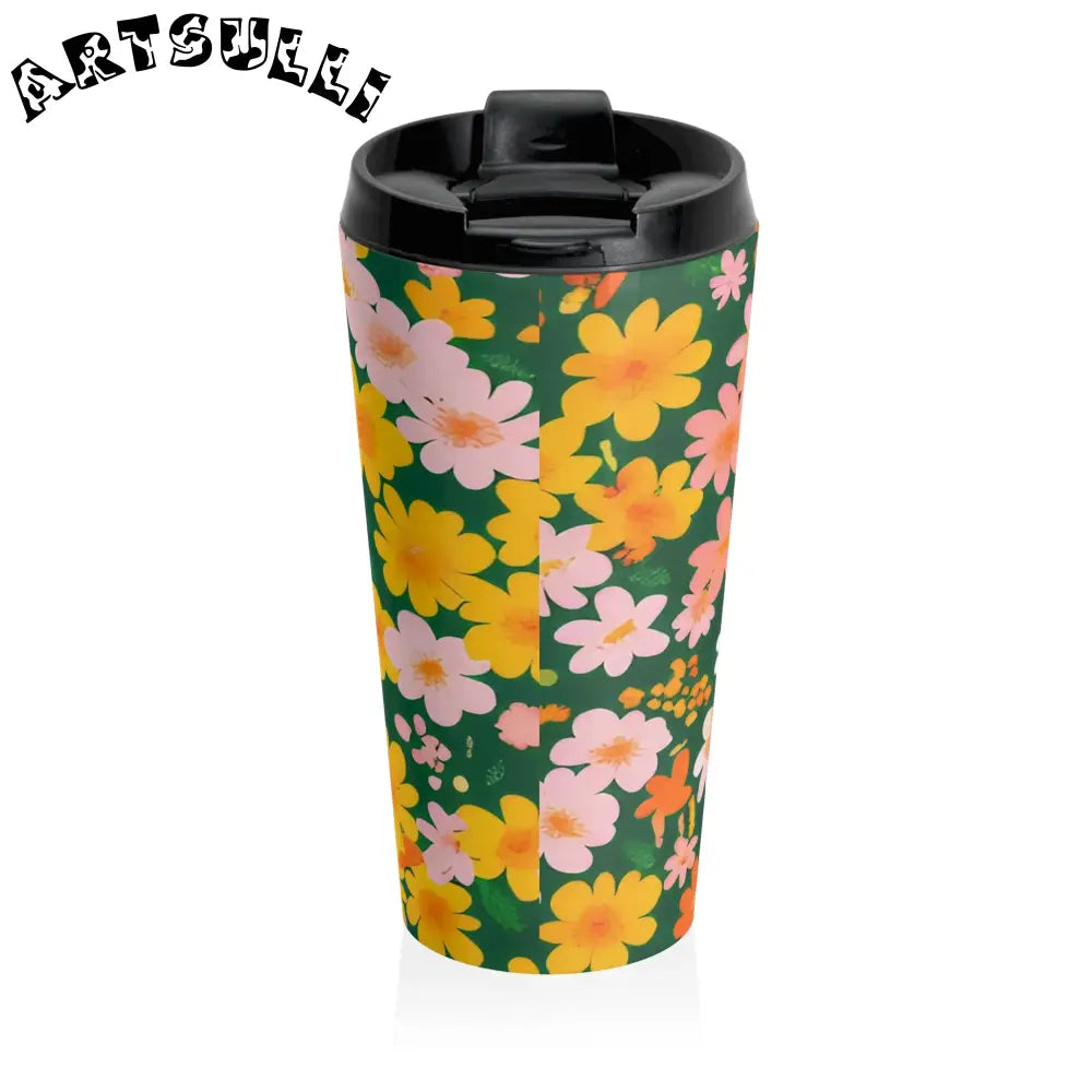Floral Stainless Steel Travel Mug, Artsulli - Art is Long, Life is Short, Mug, , , , , , , 