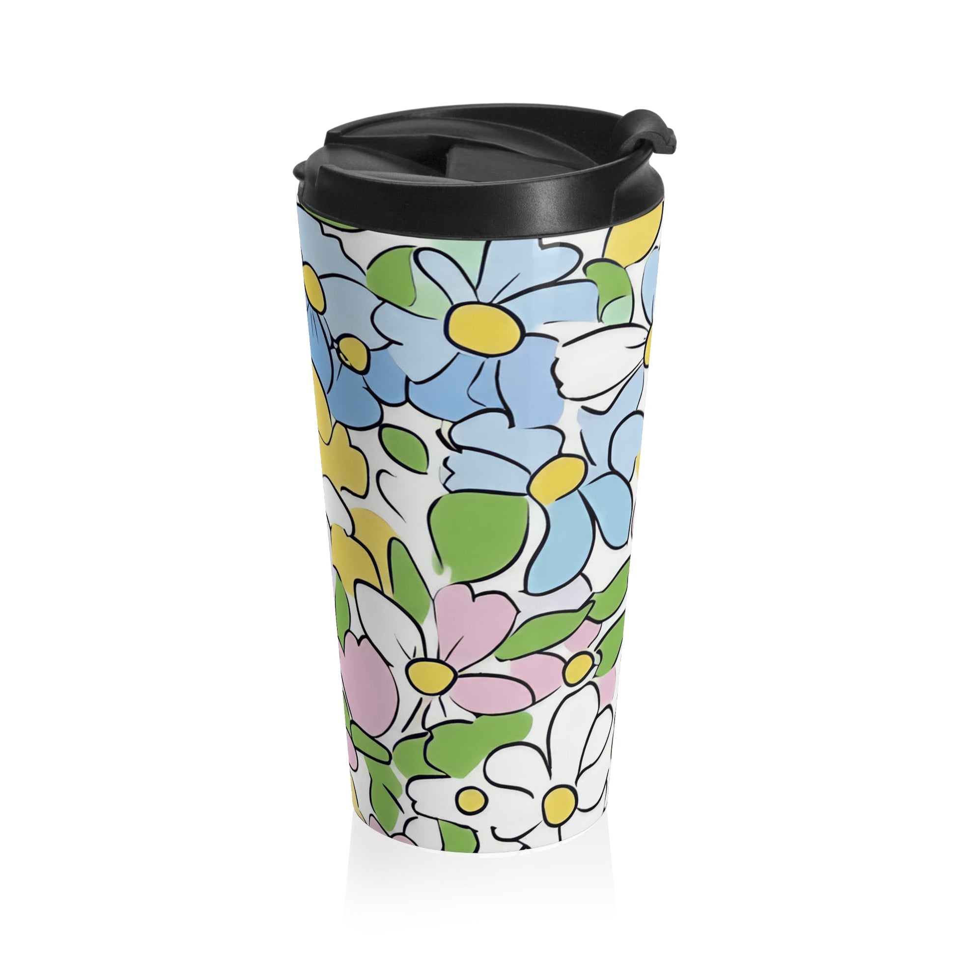 Floral Stainless Steel Travel Mug, Artsulli - Art is Long, Life is Short, Mug, , , , , , , 