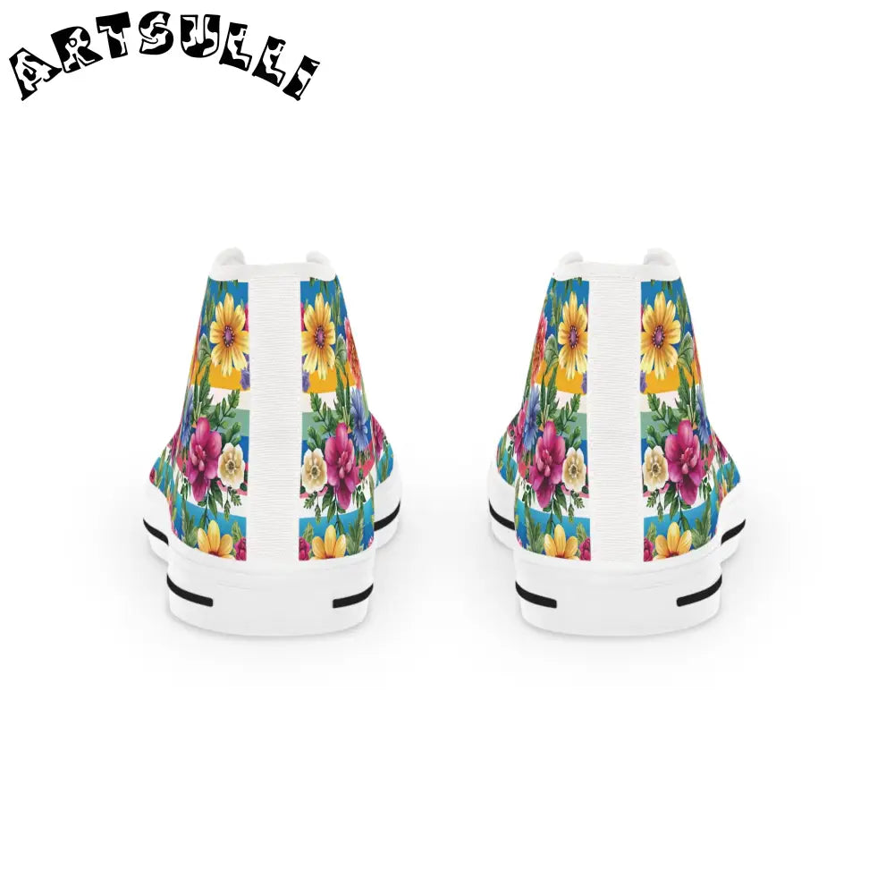 Floral Stripe High Top Sneakers, Artsulli - Art is Long, Life is Short, Shoes, , , , , , , 