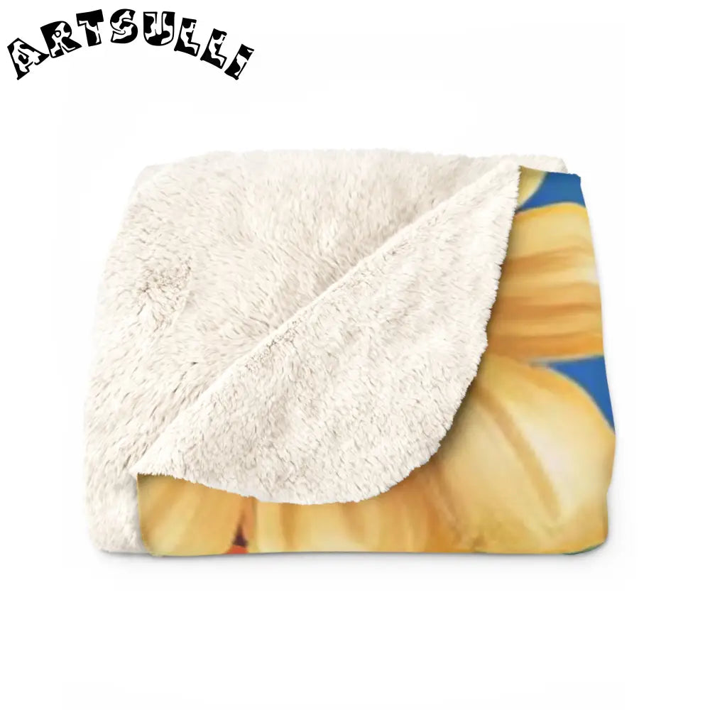 Floral Stripe Sherpa Fleece Blanket, Artsulli - Art is Long, Life is Short, Home Decor, , , , , , , 