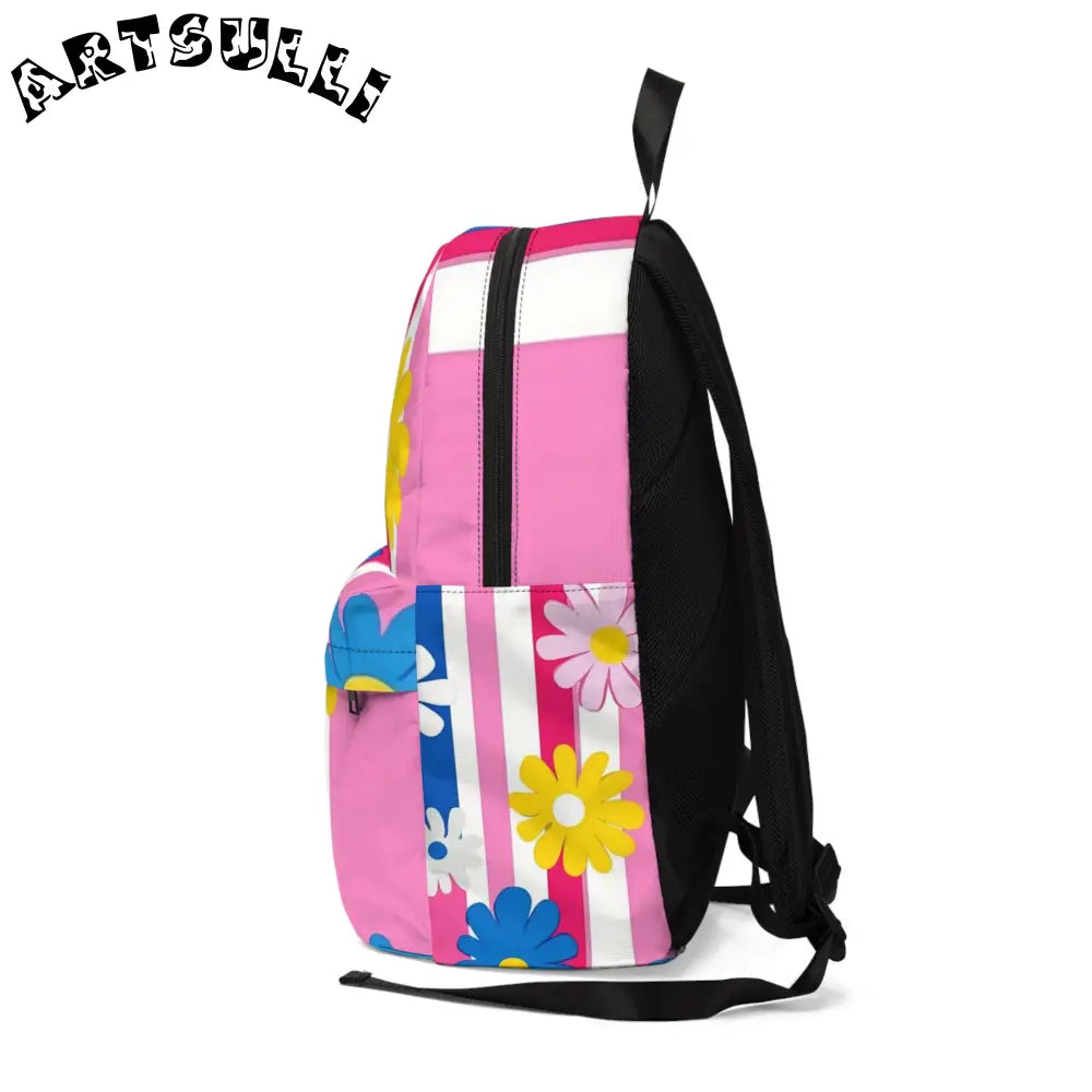 Floral Stripe Unisex Classic Backpack for All-Day Comfort, Artsulli - Art is Long, Life is Short, Bags, , , , , , , 